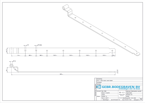 GB Bochtheng 850x45mm Voor Pen Ø16 Verzinkt