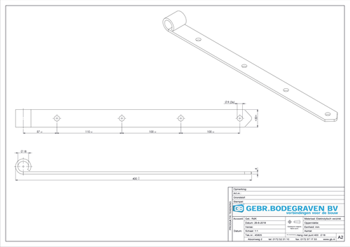 GB Heng Met Punt 400mm Voor Pen ¯18mm Verzinkt