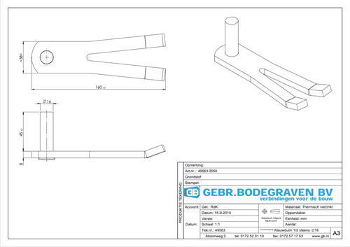 GB Klauwduim 1/2 Steens Ø16x45mm Thermisch Verzinkt-2