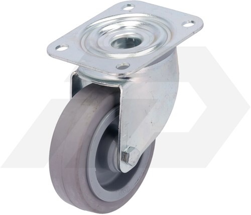 Tente Zwenkwiel Met Plaat Rubber 100mm 160kg-2