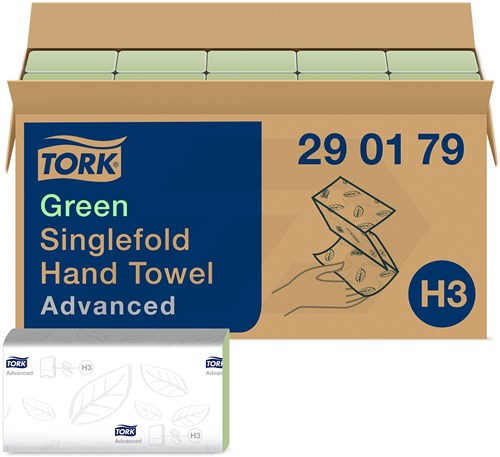 Tork H3 Singlefold Handdoeken 23x25cm Advanced Groen (3750 Stuks)