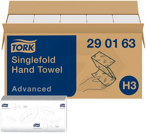 Tork H3 Singlefold Handdoeken 23x25cm Advanced Wit (3750 Stuks)