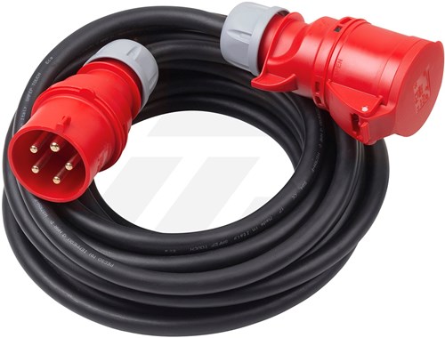 Verlengkabel 10 Mtr. 5x1,5 H07 Met 16 Ah 5-Polige Stekkers