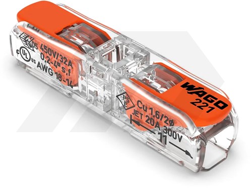 WAGO 221 1-Voudige Doorvoerverbindingsklem 0,2-4 mm² (60 Stuks)
