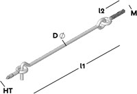 GB Windhaak rammelvrij M/oog HT M6x40 160mm Ø5,2 RVS A2-2
