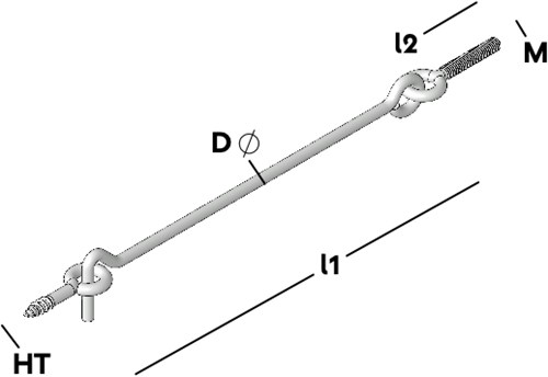 GB Windhaak rammelvrij M/oog HT M6x40 200mm Ø5,8 RVS A2-2