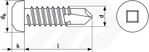 Plaatschroef 4.8x32mm Zelfborend Verzinkt Bolkop SQ2 DIN 7504-NSQ-2